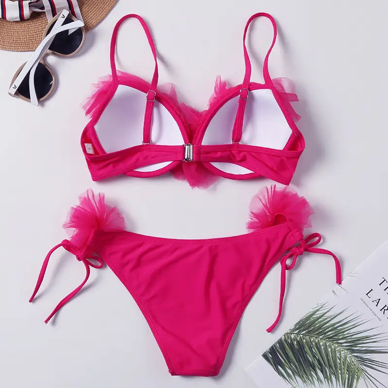 Chiffon floral bikini split swimsuit