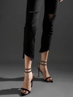 Pointy peep-toe heels - Black - View 1