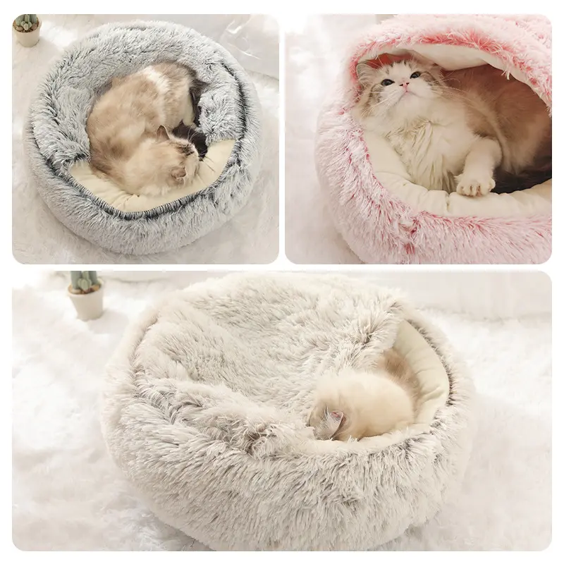 Crystal Velvet Warm Round Half Wrapped Cat's