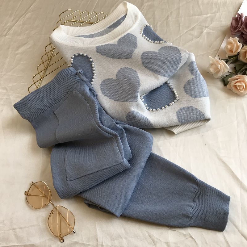 Two piece knitted short sleeve pants