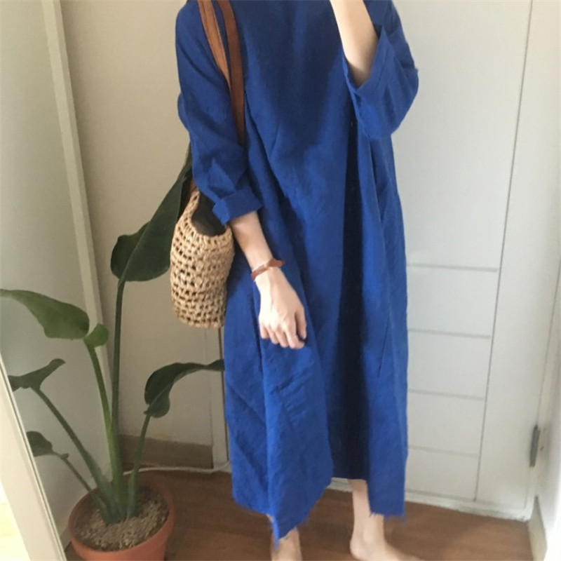 Unlocked frayed cotton and linen dress