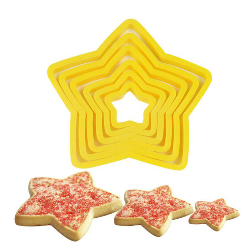 Die cutting of five star baking sugar biscuit