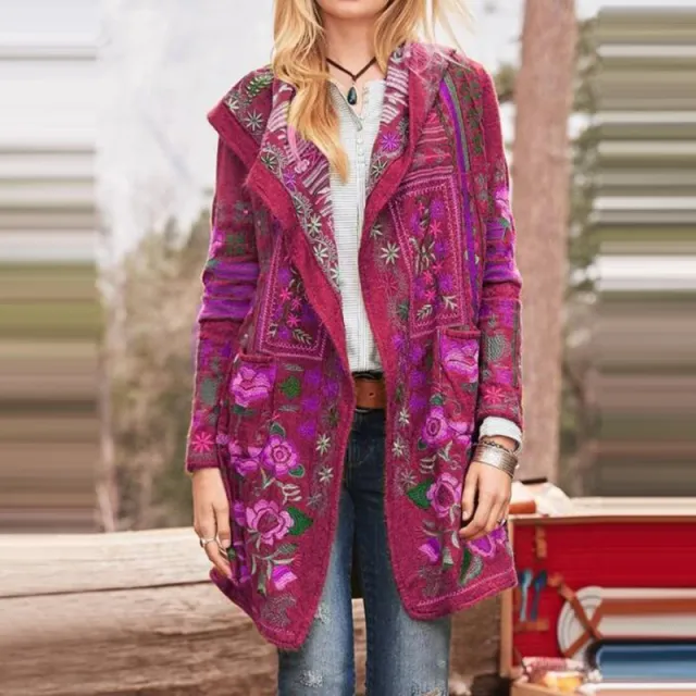 Printed casual long sleeve jacket Purple - Shop at LoveMi