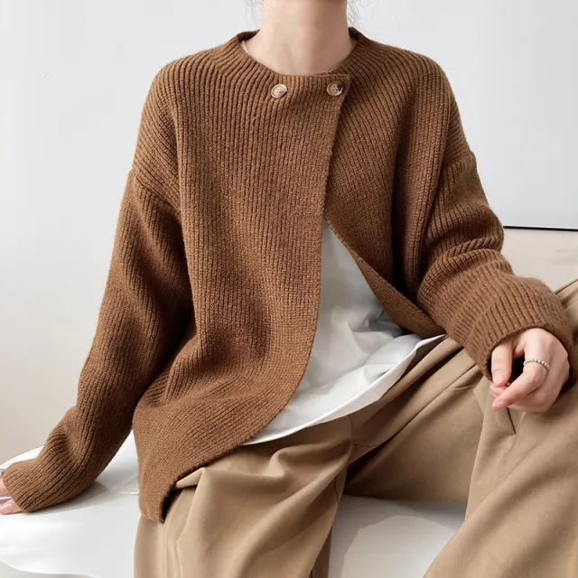 Linen Women's Thin Spring Sweater Cardigan Brown - Shop at LoveMi