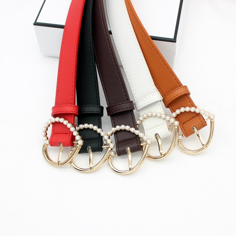 Pearl inlaid love buckle belt