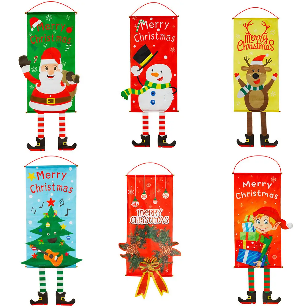 Christmas decorations Christmas couplets curtains Christmas banners pull flags Christmas curtains hanging flags window pendants