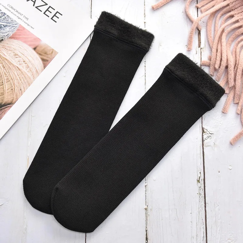Thick candy color winter warm socks - Black