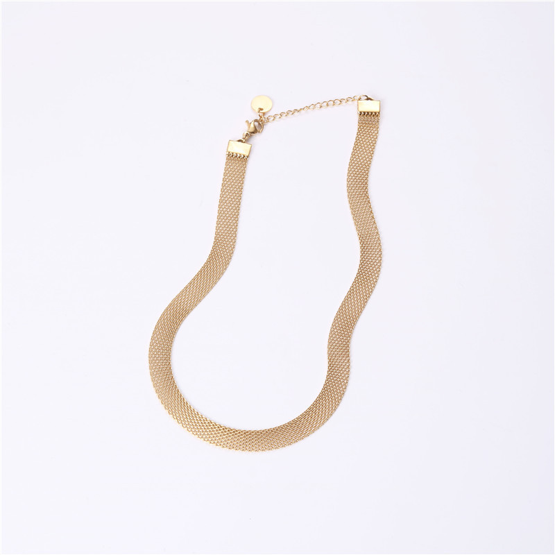 Titanium steel mesh belt necklace wide clavicle chain