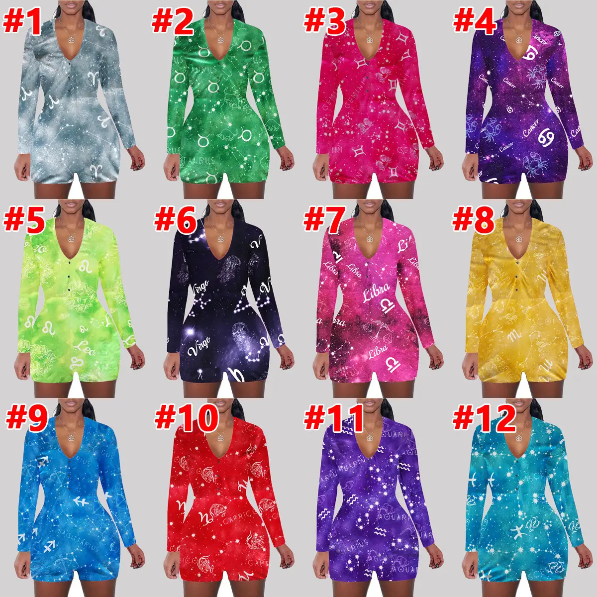 Printed long-sleeved jumpsuit