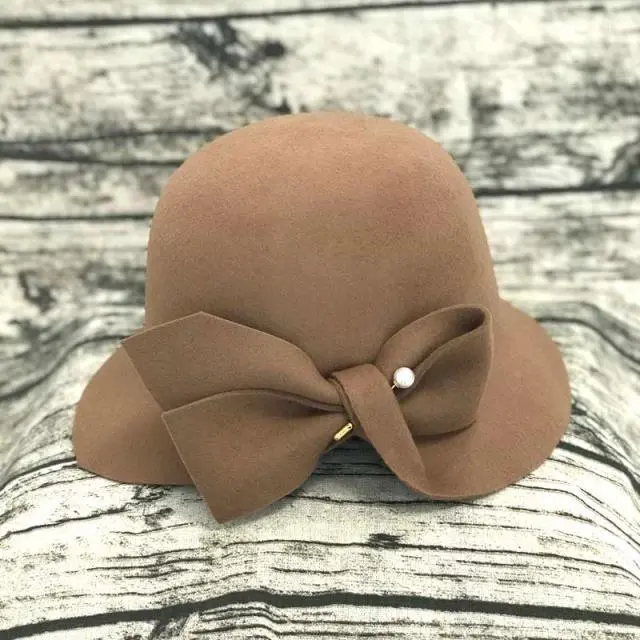Women's woolen top hat Camel - Shop at LoveMi