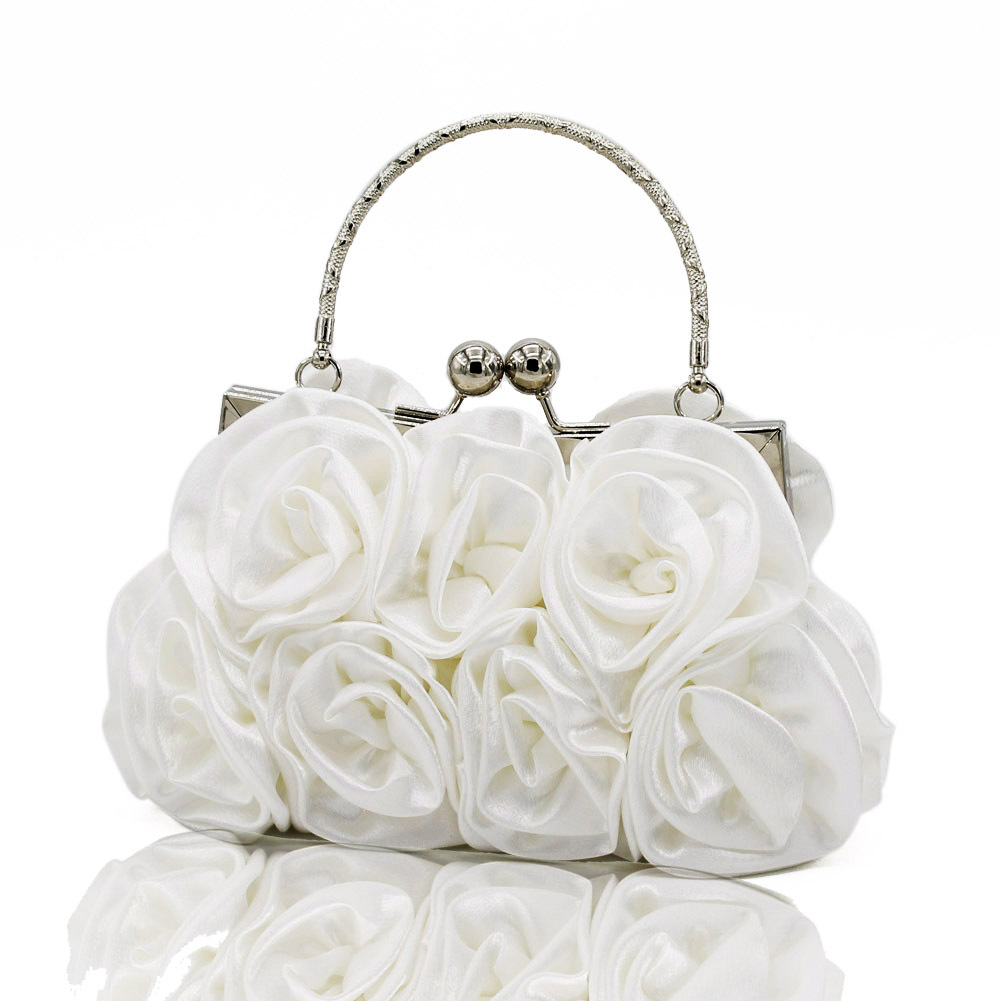 Hand held rose bag dinner bag bridal bag White - Shop at LoveMi
