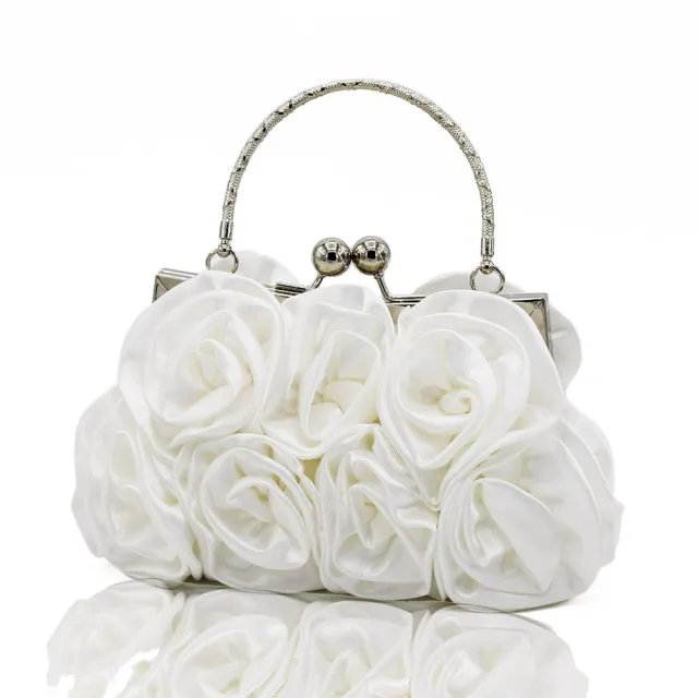 Hand held rose bag dinner bag bridal bag White - Shop at LoveMi