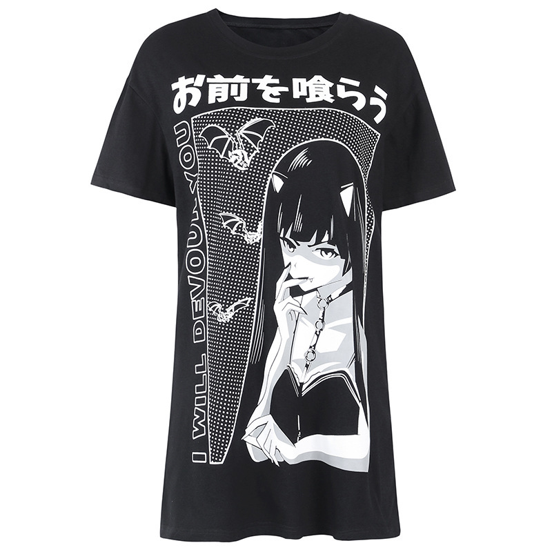 Long gothic print T-shirt