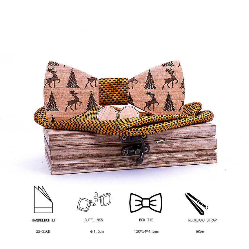 Christmas gift elk design wooden bow tie — foto 2