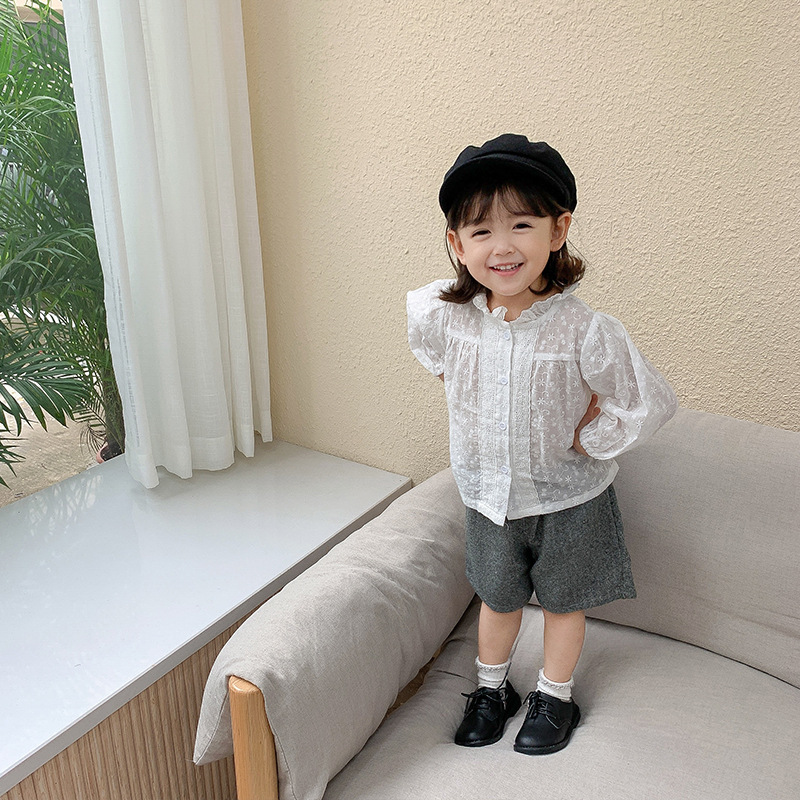 Children's herringbone wide-leg pants