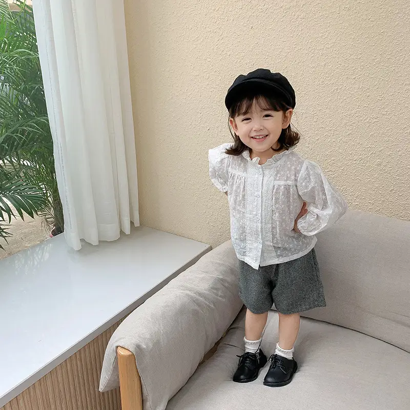 Children's herringbone wide-leg pants