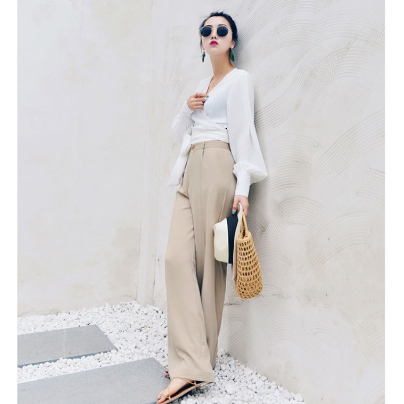 High waist mopping pants Korean style slim suit pants