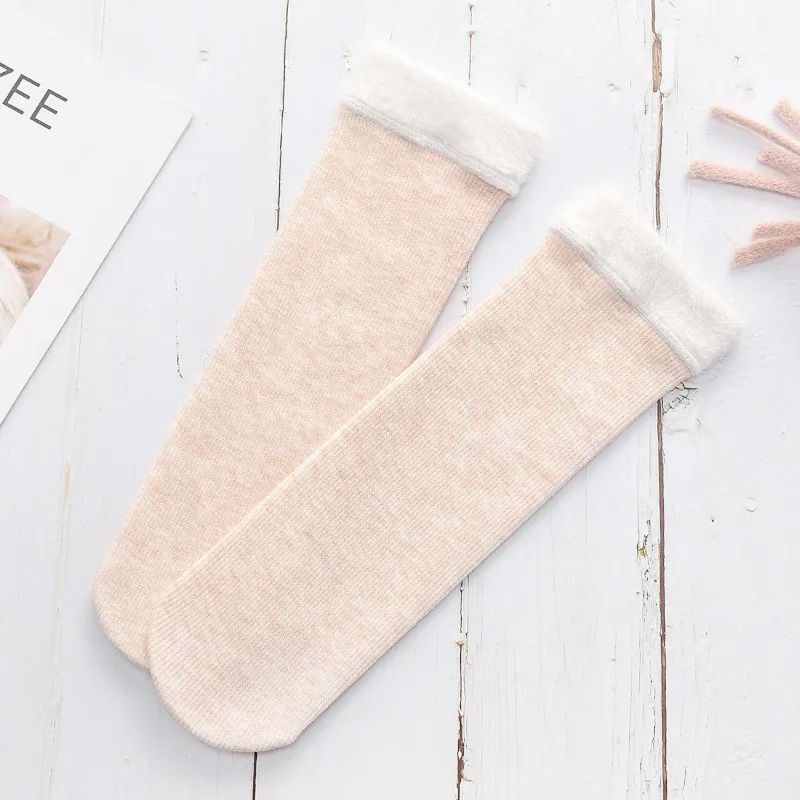 Thick candy color winter warm socks - Apricot