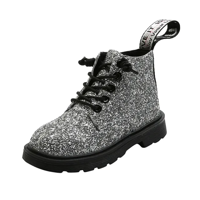 Girls Martin boots side zipper ankle boots Silver - Shop at LoveMi