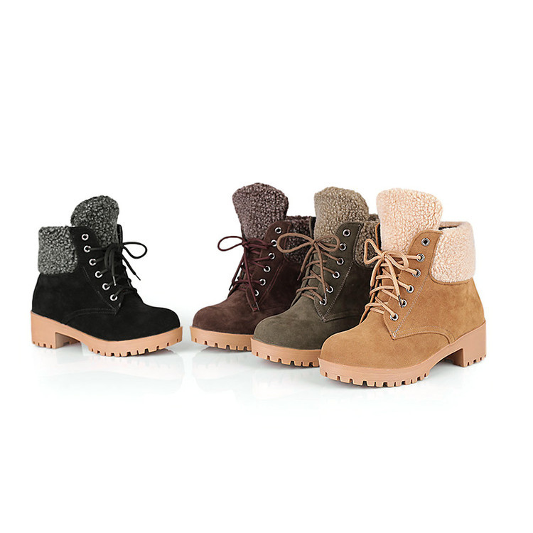 Women's casual square heel mid-tube warm boots