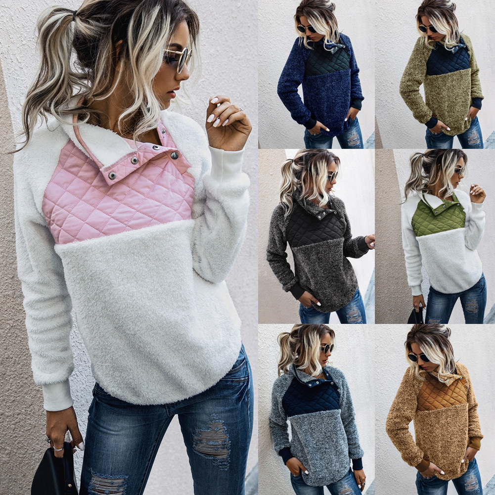 Panelled plush diagonal collar coat