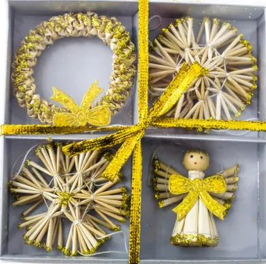 Straw angel garland pendant Golden - Shop at LoveMi