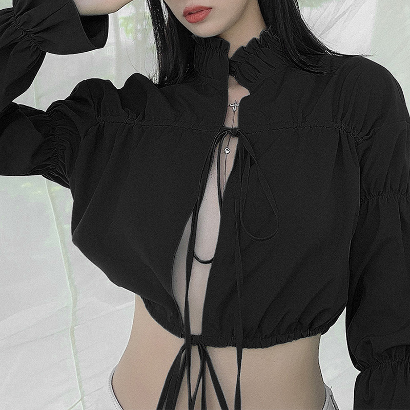 Long sleeve stand collar sexy bandage cardigan