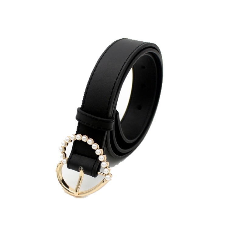 Pearl inlaid love buckle belt