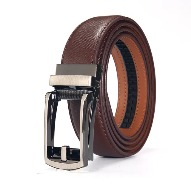 Men's leather belt with automatic buckle Coffee - Shop at LoveMi