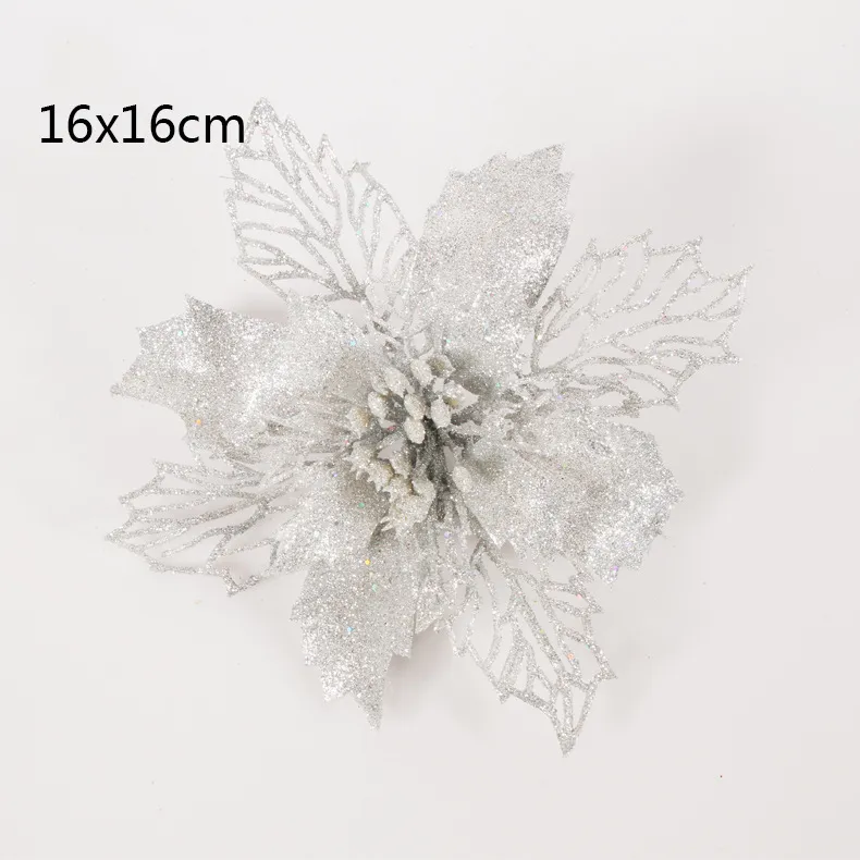 Christmas decorations canes hollowed out Christmas flowers - Silver
