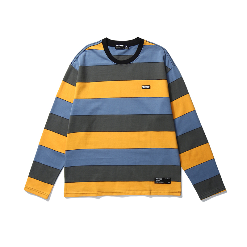 Striped contrast crew neck sweater