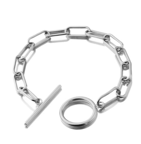 Titanium steel bracelet with interlocking links