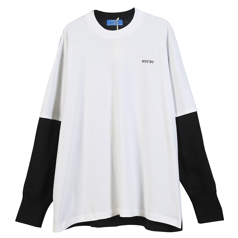 Personality stitching contrast long sleeves