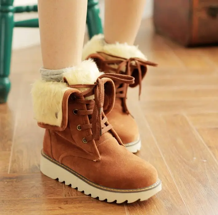 Frosted Fur Boots Snow Lace Up