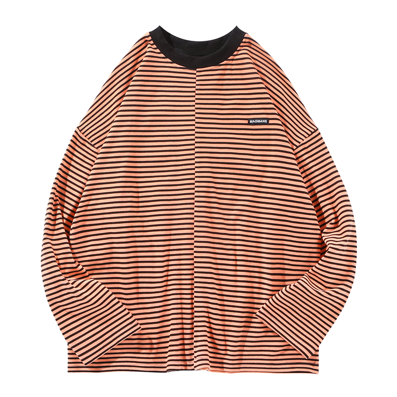 Street stripe versatile loose bottoming shirt
