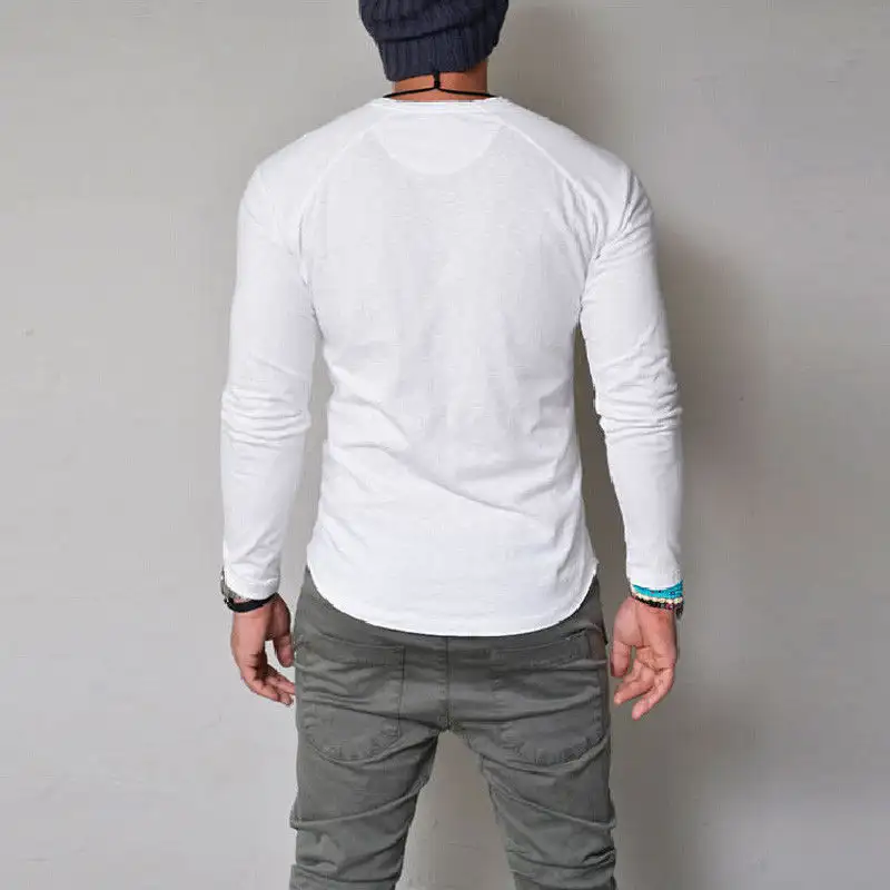 Autumn winter round neck button long sleeve T-shirt