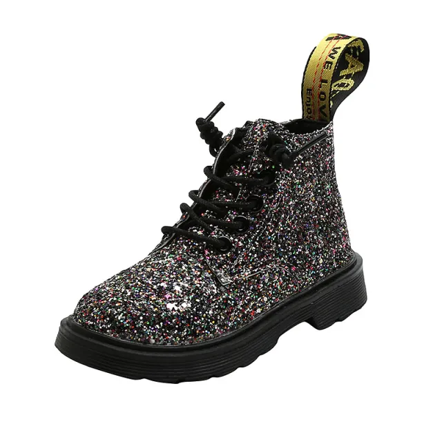 Girls Martin boots side zipper ankle boots Gold - Shop at LoveMi