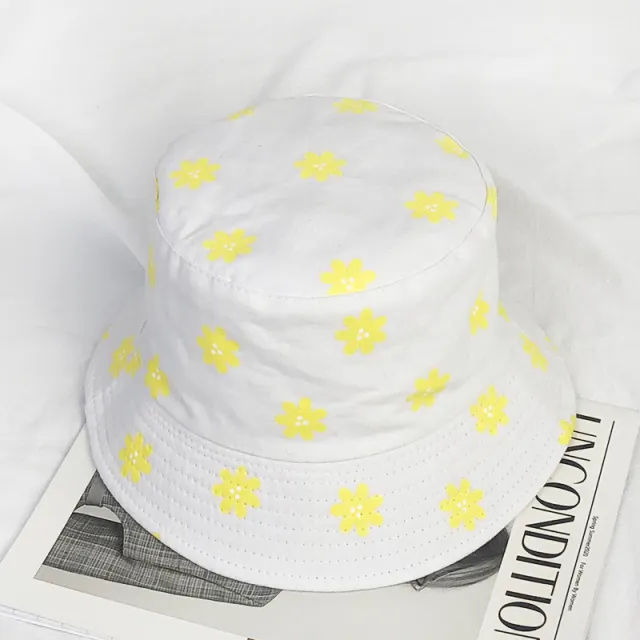 Flower short edged sun shading and sun protection chic pot hat White - Shop at LoveMi