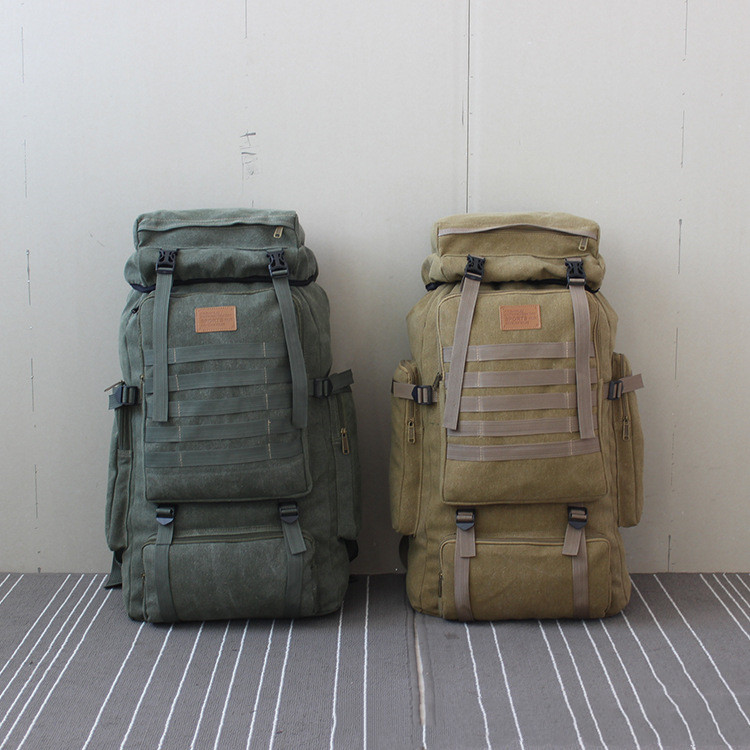 High capacity wear - resistant canvas backpack