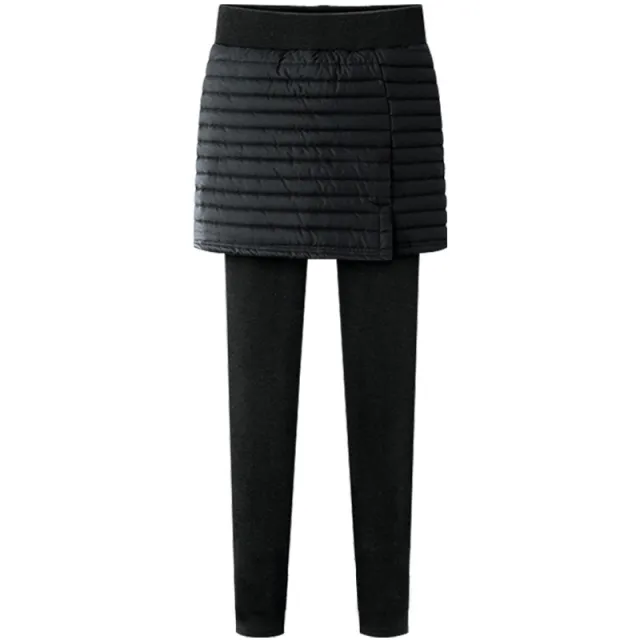 Fleece leggings women's outer wear thick cotton trousers plus size high waist culottes stretch slim pants Black - Shop at LoveMi