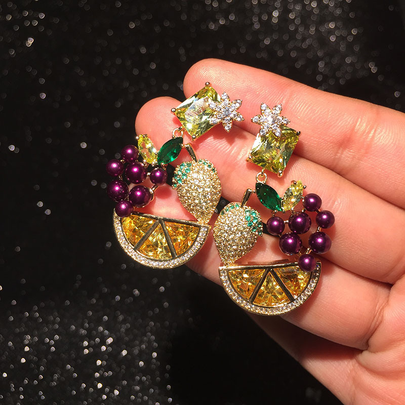 Seaside Fruit Flower Basket Lemon Earrings