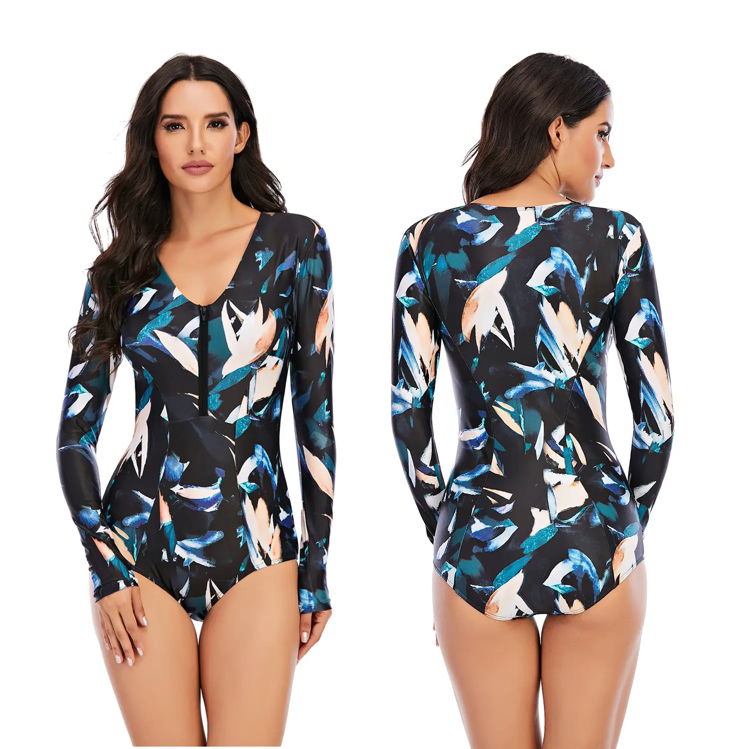 One-piece long-sleeved surfing suit swimsuit