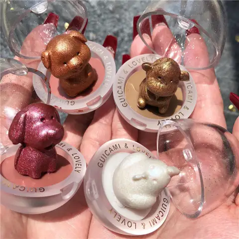 Glitter Highlighter Holographic Makeup Cute Animals Palette Shimmer