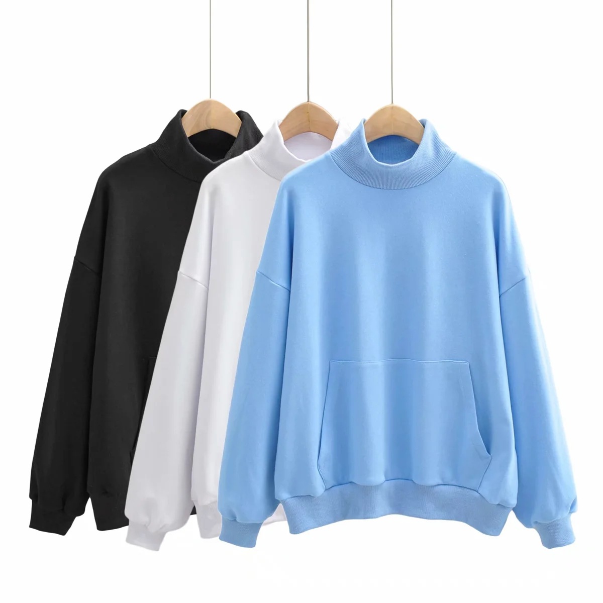 Fashionable and versatile high collar sweater