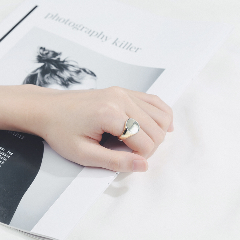 Овальное гладкое кольцо с атмосферным указательным кольцом, модное