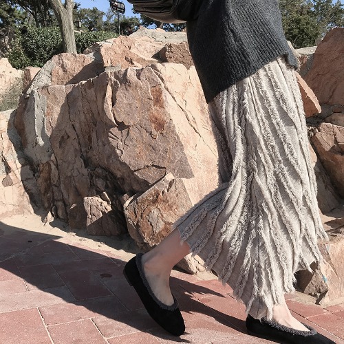 Irregular knitted skirt women's mid-length high waist