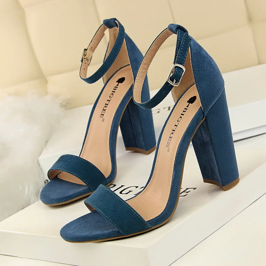 Thick heel high heel sexy nightclub sandals - Blue