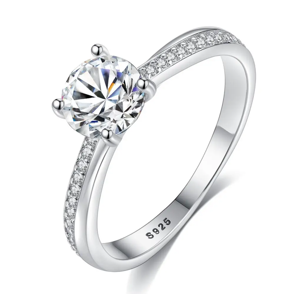 Sterling Silver Ring Fashion Claw Set Zircon