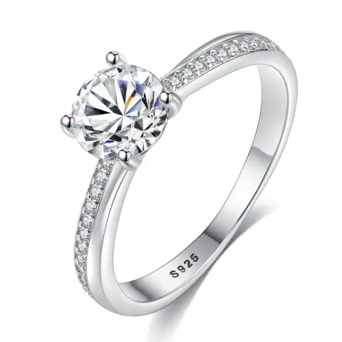Sterling Silver Ring Fashion Claw Set Zircon