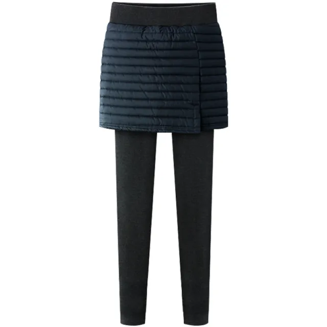 Fleece leggings women's outer wear thick cotton trousers plus size high waist culottes stretch slim pants Blue - Shop at LoveMi